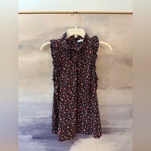 Frame Sleeveless Floral Silk Blouse with Ruffle Detail NWOT